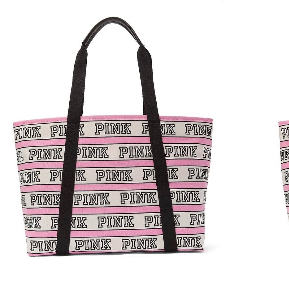 Victorias Secret PINK New Canvas Logo Tote Zip Closure